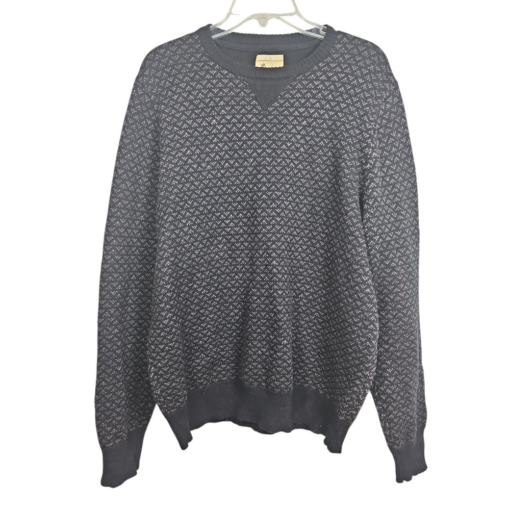 Refectory Sweater Wool Blend Crewneck Elbow Patches Knit Charcoal Gray Men Large